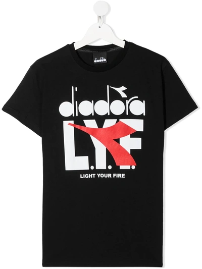 Diadora Junior Teen Logo-print Cotton T-shirt In Black