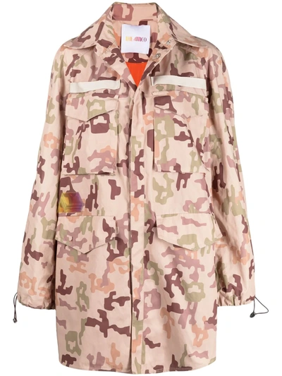 Attico Dexter Appliquéd Camouflage-print Twill Jacket In Beige