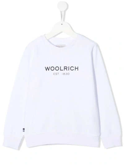 Woolrich Teen Logo-print Cotton Sweatshirt In White