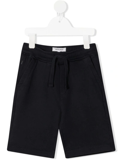 Woolrich Teen Drawstring Cotton Shorts In Blue