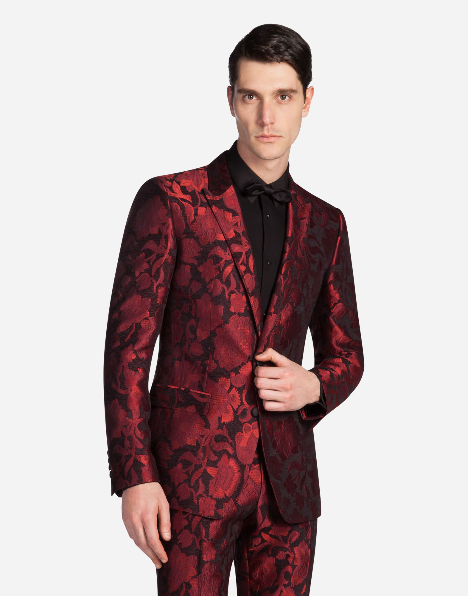 Dolce & Gabbana Tuxedo Blazer In Jacquard In Red | ModeSens