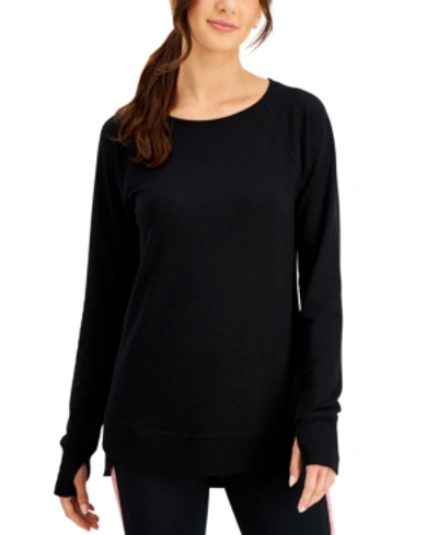 Ideology Plus Size Long-sleeve Top, Created For Macy's In Deep Black