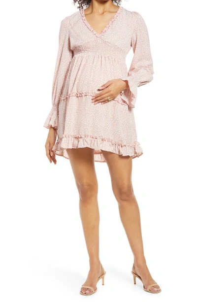 Savi Mom Venice Long Sleeve Maternity Dress In Pink