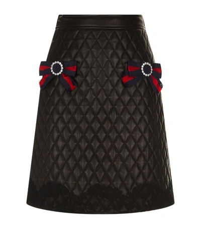 Gucci Quilt Leather Skirt In Black