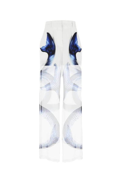 Burberry Mermaid Tail-print Chiffon Overlay Trousers In Navy