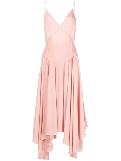 Tove Womens Pink Maren Asymmetric-hem Silk-crepe Midi Dress 12