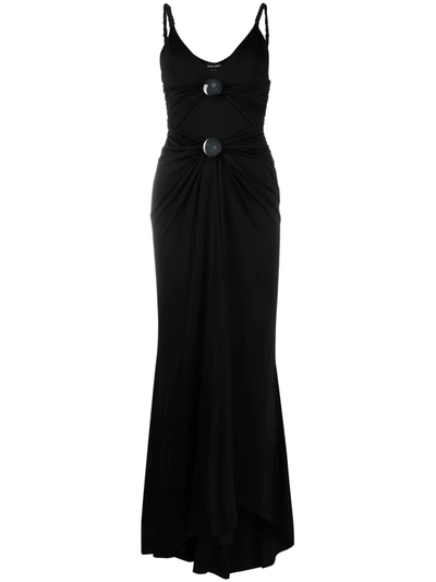 Giorgio Armani Gathered-detailing V-neck Maxi Dress In Black