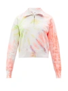 Re/done Tie-dye Cotton-jersey Half-zip Sweatshirt In Neon Space Dye
