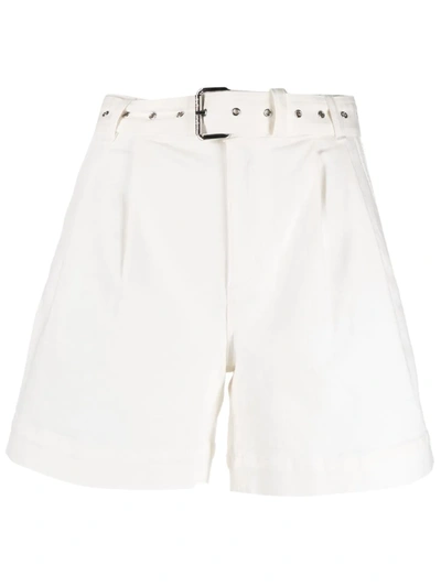 Michael Kors Pleated Belted Dnm Shorts In White