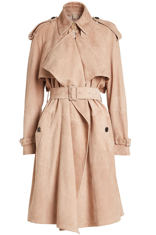 Burberry Suede Trench Coat In Pink 