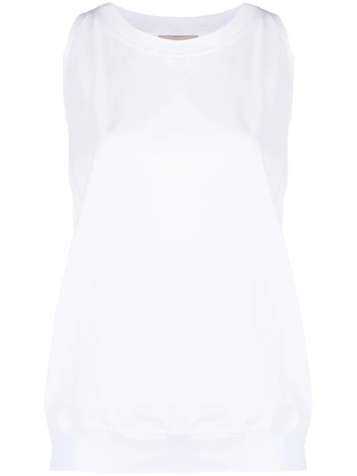 Alexandre Vauthier Crystal-logo Cotton-jersey Tank Top In White