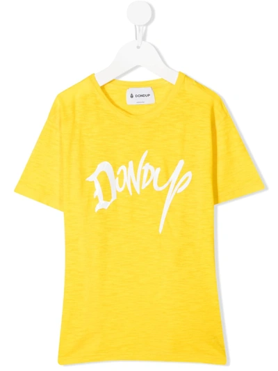 Dondup Kids' Logo-print Cotton T-shirt In Yellow