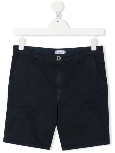Dondup Teen Distressed-finish Cotton Shorts In Blue