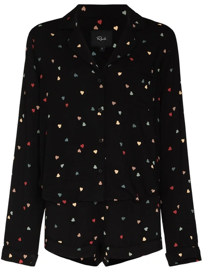 Rails Kellen Heart-print Two-piece Pyjamas In Black