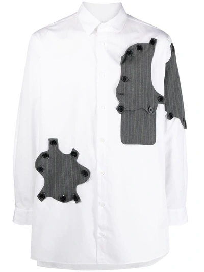 Yohji Yamamoto Abstract Button Patch-detail Shirt In White