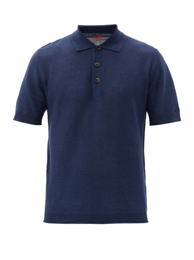 Barena Venezia Ribbed Linen And Cotton-blend Polo Shirt In Navy