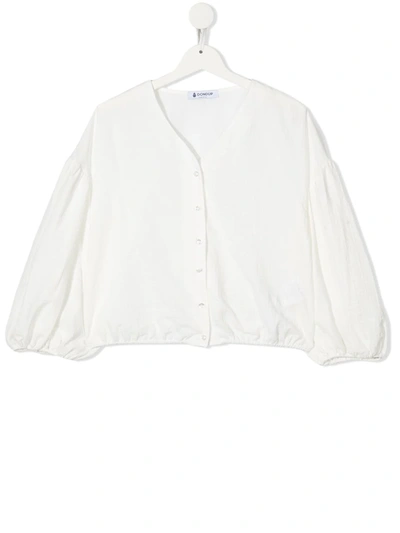 Dondup Teen V-neck Knit Cardigan In White