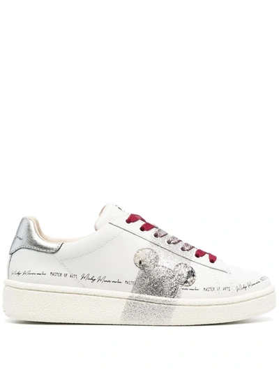 Moa Master Of Arts Moa Sneakers In Leather With Glitter Detail In White