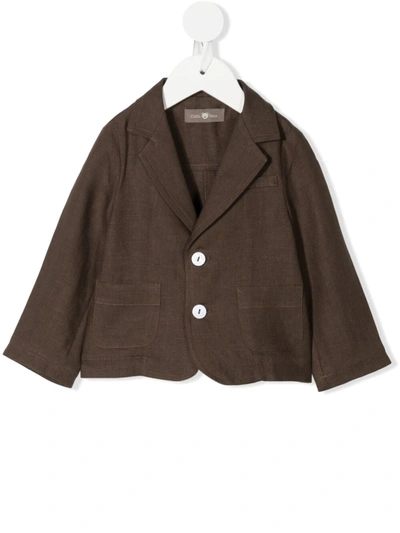 Little Bear Babies' Chenille-texture Notched-lapels Blazer In Brown