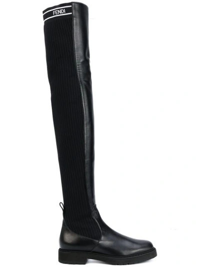 Fendi Black Lug Sole Over-the-knee Boots