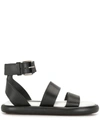 Proenza Schouler Pipe Leather Ankle-strap Flat Sandals In White,black