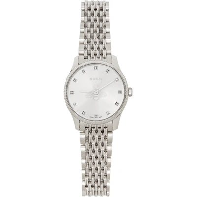 Gucci Women's G-timeless Slim Silver Dial Stainless Steel Bracelet Watch