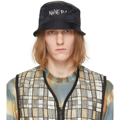 Song For The Mute Black New Era Edition Nylon 'naive' Bucket Hat In Midnight