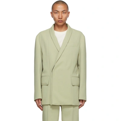 Wooyoungmi Concealed-placket Gabardine Suit Jacket In Khaki