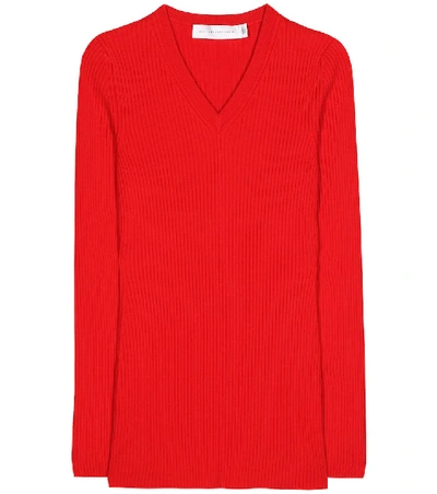 Victoria Beckham Ribbed Wool Sweater In Red