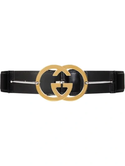 Gucci Belt With Interlocking G Buckle In Black