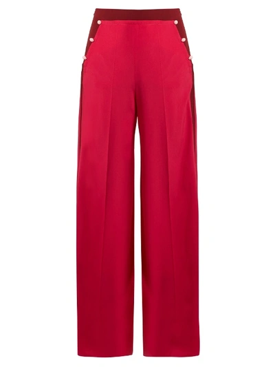 Valentino High-rise Wide-leg Silk Crepe De Chine Trousers In Rosa