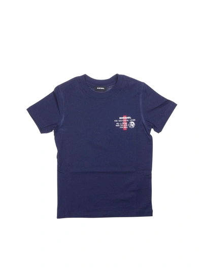 Diesel Kids' Chest Logo T-shirt In Blue