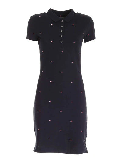 Tommy Hilfiger Logo Embroidery Dress In Blue