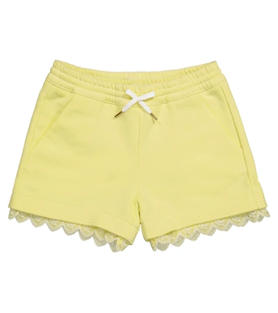 Chloé Kids' Cotton-rich Scallop-trim Shorts (2-14 Years) In Yellow