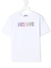 Moschino Kids' Rhinestone Logo Short-sleeved T-shirt In White