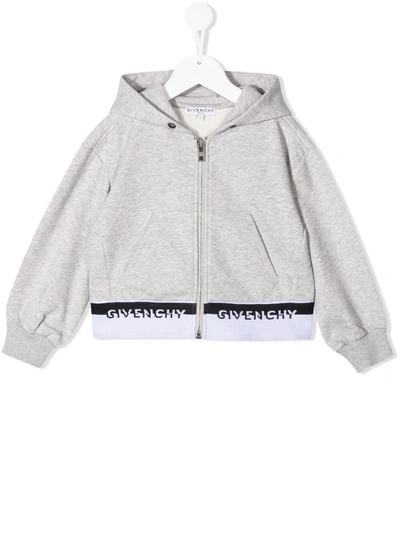 Givenchy Kids' Grey Cotton Blend Hoodie In Grigio