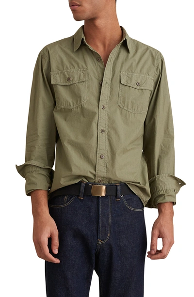 Alex Mill Garment Dyed Field Regular Fit Shirt In Military Green