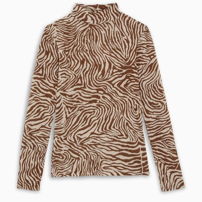 Samsoe & Samsoe Brown Zebra Pattern Elsi Top In Beige
