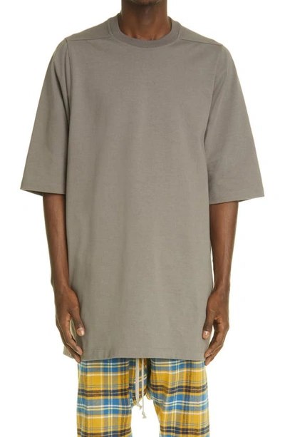 Rick Owens Grey Oversized T-shirt In Dust