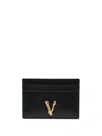Versace Women's Black Leather Card Holder