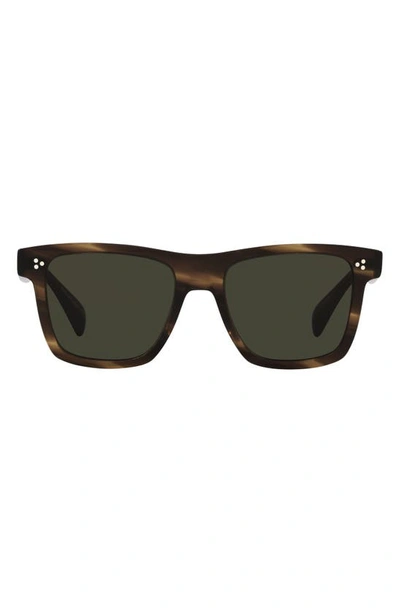 Oliver Peoples Casian 54mm Rectangular Sunglasses In Dark Brown/green