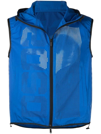 Dsquared2 Perforated Logo Hooded Waistcoat In Blue