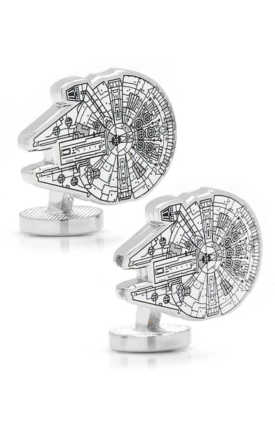 Cufflinks, Inc Millennium Falcon Blueprint Cufflinks In White/ Black/ Silver