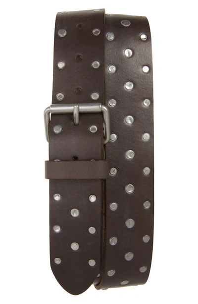 Allsaints Studded Leather Belt In Anthracite
