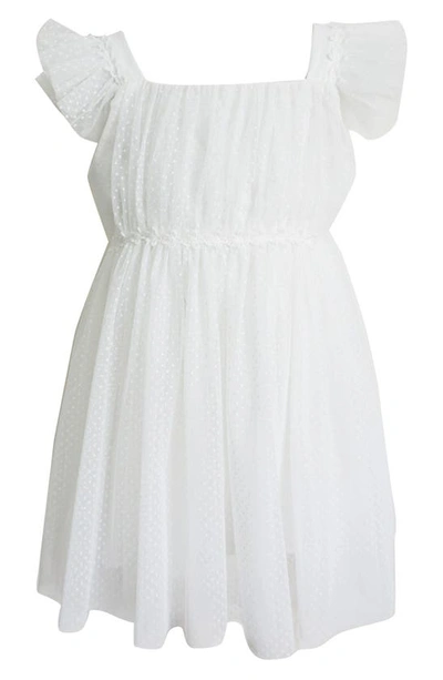 Popatu Babies' Swiss Dot Ruffle Sleeve Dress In White