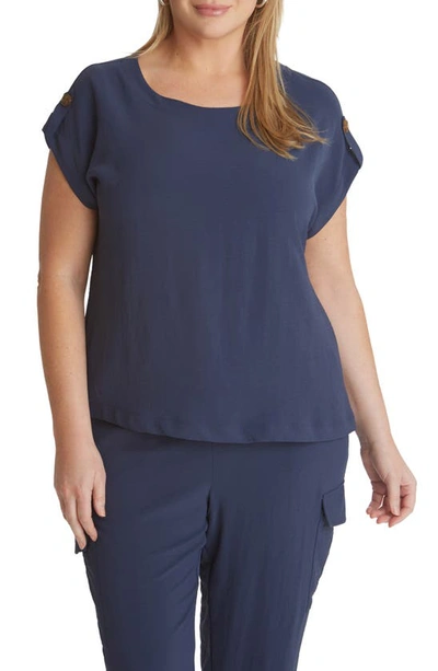 Adyson Parker Button Tab Short Sleeve Top In Night Sky