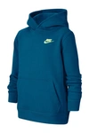 Nike Sportswear Kids' Embroidered Logo Hoodie In Green Abyss/barely Volt