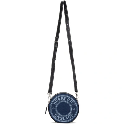 Burberry Louise Logo-graphic Denim Round Shoulder Bag In Blue