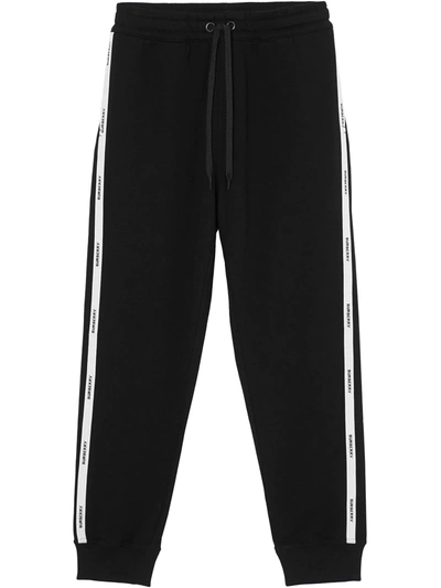 Burberry Jacquard-trimmed Cotton-jersey Track Pants In Beige