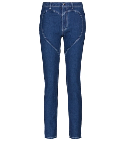 Burberry High-rise Heart-motif Skinny Jeans In Blau